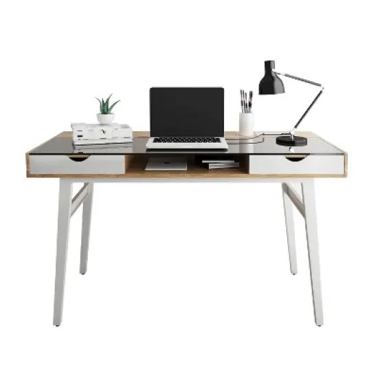 Compact Computer Desk with Multiple Storage Walnut - Techni Mobili image {9}