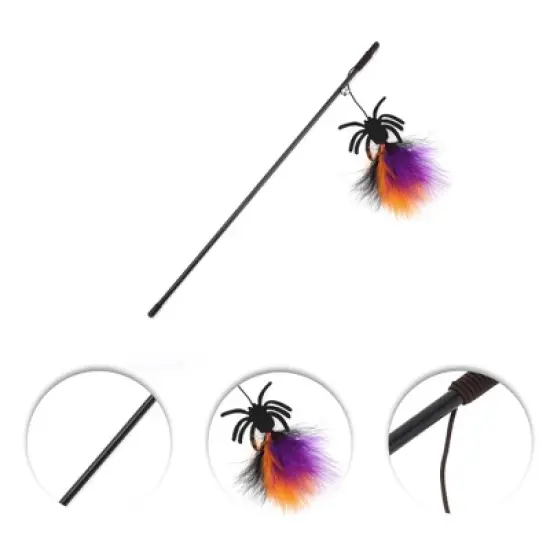 Unique Bargains Convenient Spider Pattern Cat Playing Rod Orange Purple 1 Pc image {2}