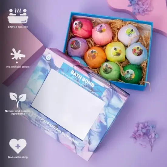 Pursonic 10 Pcs of Handmade, Natural and Organic Bath Bombs image {1}