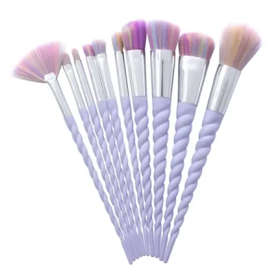 Zodaca 10 Piece Set Makeup Brush Set with Spiral Handle, Purple image {5}