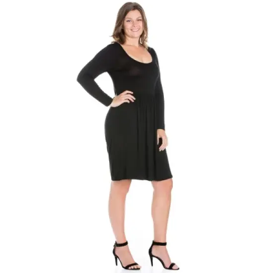Long Sleeve Pleated Plus Size Dress image {1}