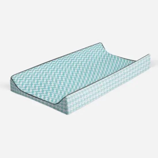 Bacati - Herringbone Quilted Muslin Changing Pad Cover Aqua image {7}