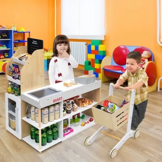 Costway Grocery Store Playset Pretend Play Supermarket Shopping Set with Shopping Cart image {8}