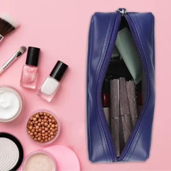 Unique Bargains Travel Portable PVC Leather Makeup Organizer Bag 1Pc image {1}