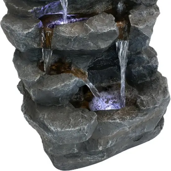 Sunnydaze 24"H Electric Polyresin Grotto Falls Outdoor Water Fountain with LED Lights image {9}