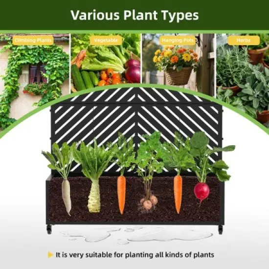 73" x 47" Wrought Iron Black Arch Planter Box with Climbing Rack (Parallel Line ) image {5}