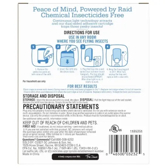 Raid Essentials Flying Insect Light Trap Starter Kit - 1 Device + 1 Refill image {3}