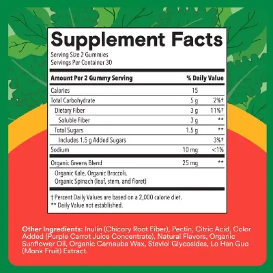 SmartyPants Kids Fiber & Veggies Gummies for Digestive Health, Mixed Berry - 60ct image {4}