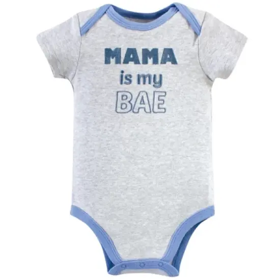 Luvable Friends Baby Boy Cotton Bodysuits 5pk, Mama image {1}