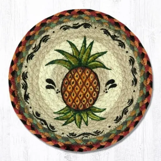 Earth Rugs Pineapple Printed Round Trivet 10"x10" Heat-Resistant Kitchen Accessory image {3}