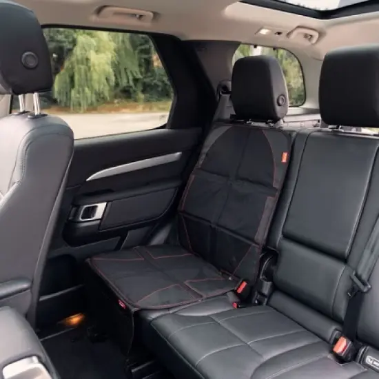 Diono Ultra Mat Full Size Car Seat Protector for Under Car Seat with 3 Mesh Storage Pockets Crashed Tested - Black image {1}