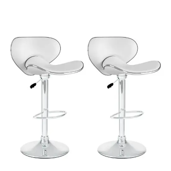 Set of 2 Adjustable Curved Form Fitting Leatherette Barstool - Corliving image {8}