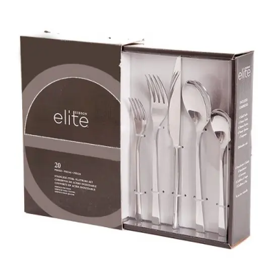 Gibson Elite Sparland Flatware Silverware Utensil Set with Spoons, Forks, and Knives for Kitchen Home Cutlery Use, Forged Stainless Steel (20 Piece) image {4}