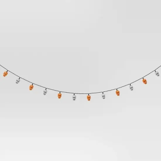 20ct LED Battery Operated Skull Halloween Indoor Outdoor Novelty String Lights Black/White/Orange - Hyde and EEK! Boutique&trade; image {2}