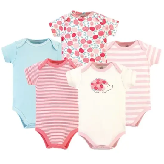 Touched by Nature Baby Girl Organic Cotton Bodysuits 5pk, Rosebud image {6}