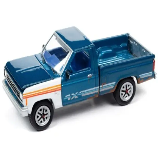 1984 Ford Ranger 4x4 Truck Medium Brite Blue Metallic w/Mismatched Panels Ltd Ed 1/64 Diecast Model Car by Johnny Lightning image {1}