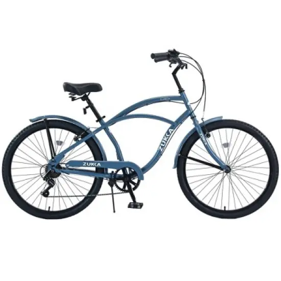 NAYSAYE 7 Speed Beach Cruiser Bike for Women 26 Inch Steel Frame for Comfortable City Rides, Blue, 69.96"*28.32"*43.2" image {5}