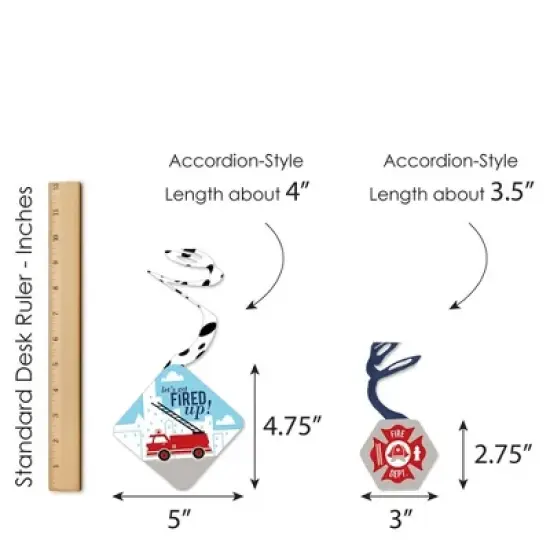 Big Dot of Happiness Fired Up Fire Truck - Firefighter Firetruck Baby Shower or Birthday Party Hanging Decor - Party Decoration Swirls - Set of 40 image {6}