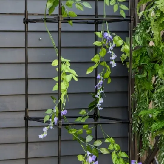 Outsunny 6' Raised Garden Bed Planter with Trellis, Self-Watering Disk, Drainage Holes & Steel Frame for Climbing Plants image {6}