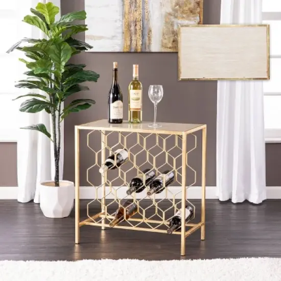 Venwynn Wine Storage Side Table Gold/Gray - Aiden Lane image {3}