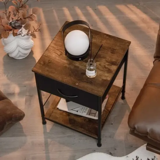 Costway 2-tier Nightstand Bedside End Sofa Table with  Drawer for Living Room image {9}