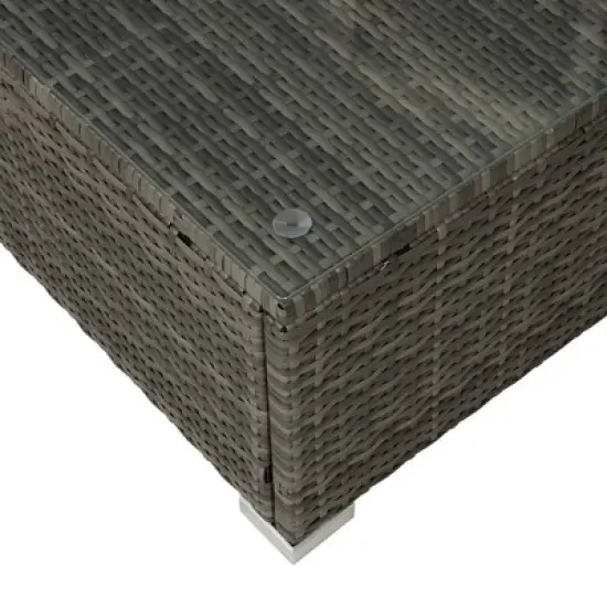 4pc Wicker Patio Conversation Set with Cushions - Gray/Beige - GODEER image {15}