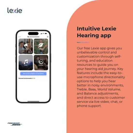 Lexie B1 OTC Hearing Aids Powered by Bose - Self-fitting OTC Hearing Aids for Adults and Seniors| Replaceable Batteries (Light Gray) image {6}