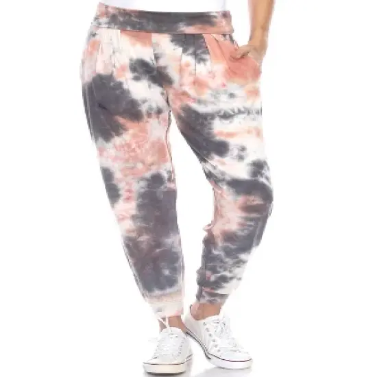 Women's Tie Dye Harem Pants with Pockets - White Mark image {7}