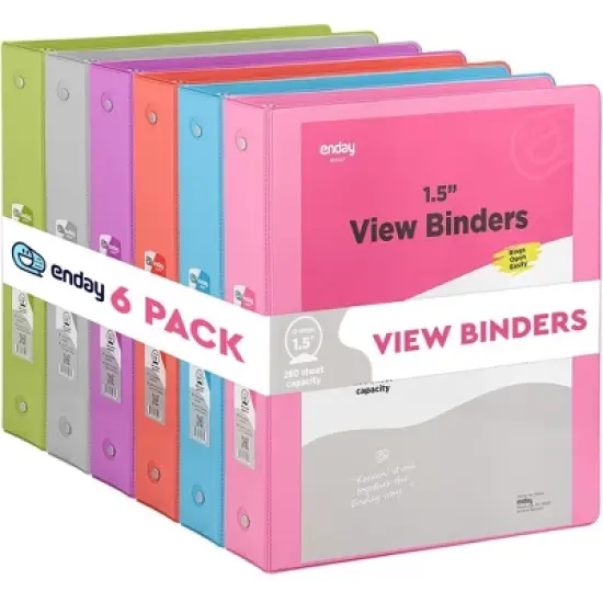 Enday 3-Ring View Binder With 2-Pockets - Multicolor 6 pack image {9}