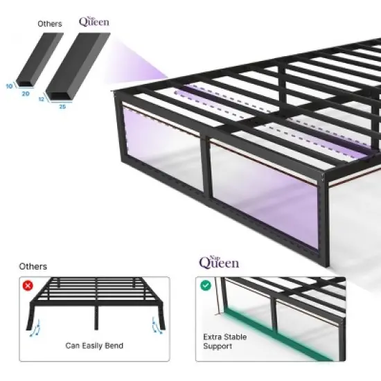 NapQueen Alpha Metal Platform Bed Frame 14" Height image {5}
