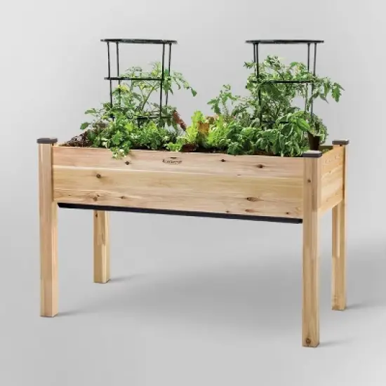 CedarCraft Self-Watering Cedar Planter Rectangular Outdoor Garden Bed Natural 23"x49"x30" image {2}