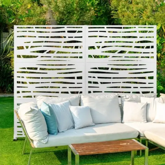 PexFix 72 in. x 47 in. Outdoor Privacy Screen Garden Fence in Jungle Pattern in White image {3}