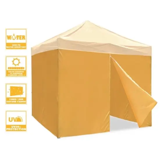 InstaHibit Set of 4 Sidewall Fits 10x10ft Canopy Tent with Zipper UV30+ Outdoor Party Yellow image {5}