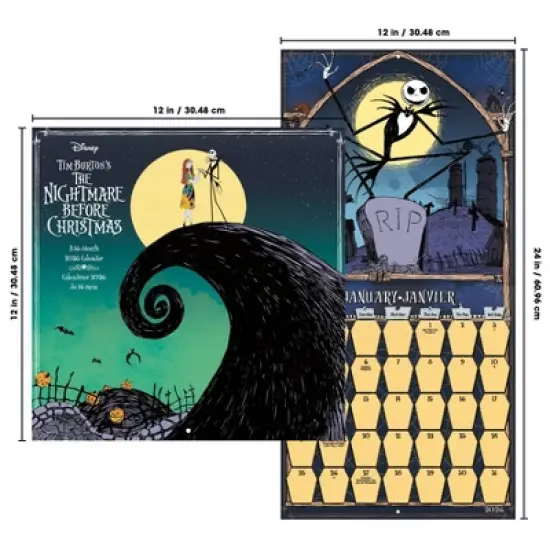Disney 2026 Nightmare Before Christmas Bilingual French 12"x12" Wall Calendar image {5}
