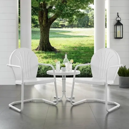 Griffith 3pc Outdoor Conversation Set - White - Crosley image {1}