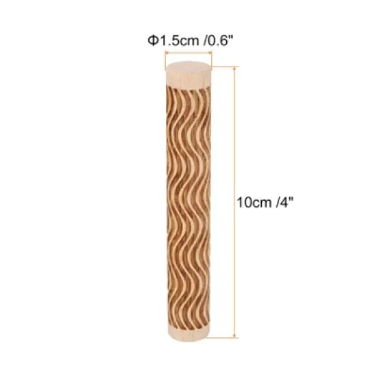 Unique Bargains Wood Clay Grain Texture Carved Fine Baking DIY Rolling Pins image {1}