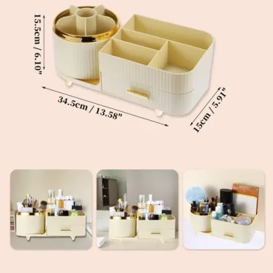 Unique Bargains 360&deg; Rotating Makeup Organizer for Lotions Brushes image {4}