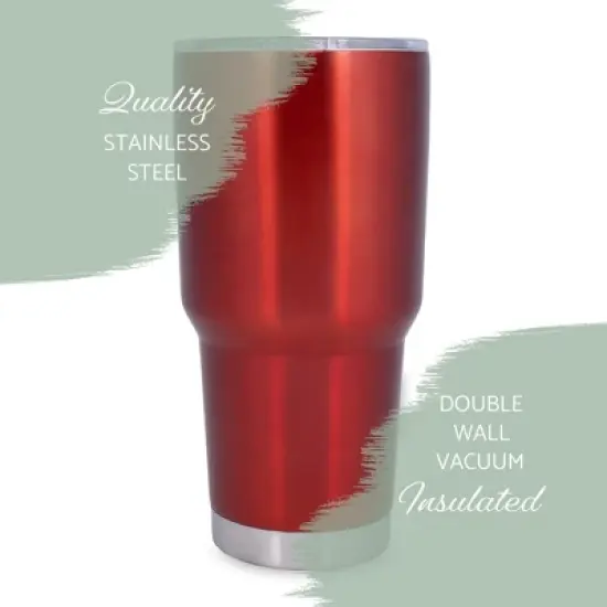 100 North 30 Ounce Stainless Steel On the Go Travel Tumbler With Push Top Lid, Stars and Stripes Red image {2}