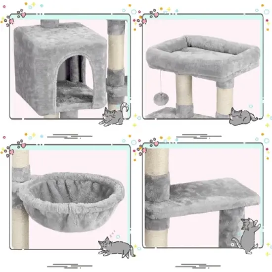 Yaheetech 38" 4-Level Cat Tree Condo with Plush Perch image {3}