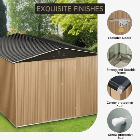 Outdoor Storage Shed, Large Garden Shed,Large Metal Tool Sheds with Sloping Roof and Vents,Updated Reinforced and Lockable Doors Frame Metal Storage image {3}