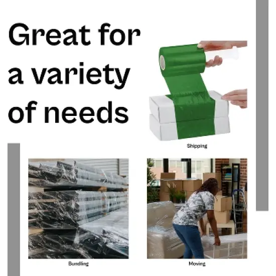 PSBM 12 Rolls 5" x 1000 Ft. Green Hand Wrap Stretch Shrink Film with Handle, 80 Ga image {4}