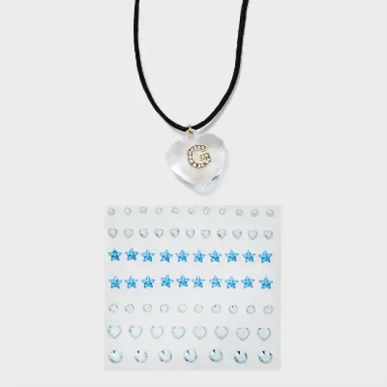 Acrylic Heart with Face Gems Pendant Necklace - Wild Fable&trade; Clear/Black image {10}