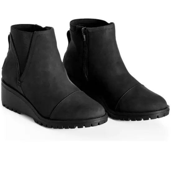 Women's Wide Fit Eden Wedge Ankle Boot - black | EVANS image {6}