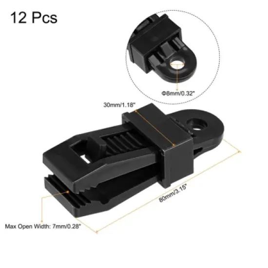 Unique Bargains Plastic Waterproof Weather-Resistant Lightweight Tarp Clips 12 Pcs image {1}