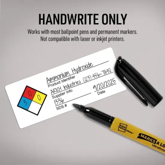 Avery NFPA Secondary Container Labels, Waterproof, Chemical Resistant, Preprinted, Handwrite-Only, 1" x 2.5", 600 NFPA Labels image {2}