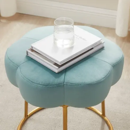 Seraphina Ottoman Stool Teal - Linon image {7}