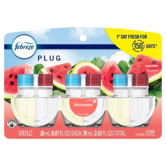 Febreze Plug Triple Refill Air Freshener Sweet Watermelon Vine - 3ct image {5}