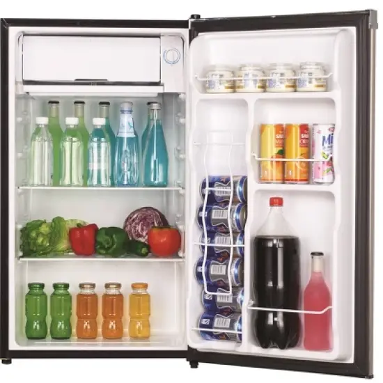 Frigidaire 3.2 cu ft Single-Door Refrigerator - Platinum: Small Beverage Fridge, Stainless Steel, Low Noise, Reversible Door image {1}