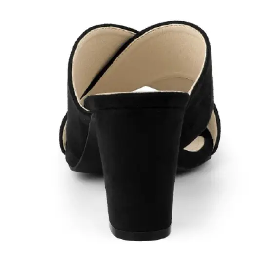 Allegra K Women's Crisscross Strap Block Heel Slide Sandals image {3}