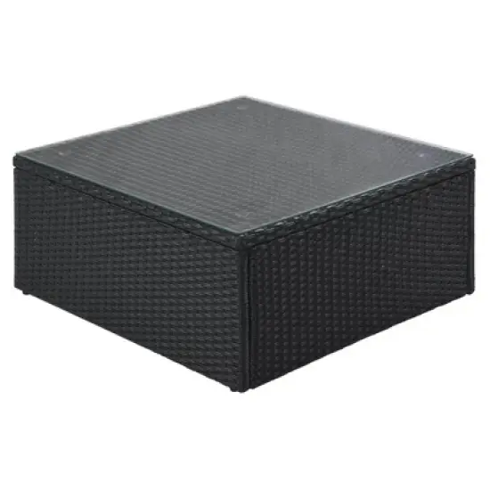 9pc Wicker Patio Sectional Seating Set with Cushions - Black/Beige - GODEER image {16}